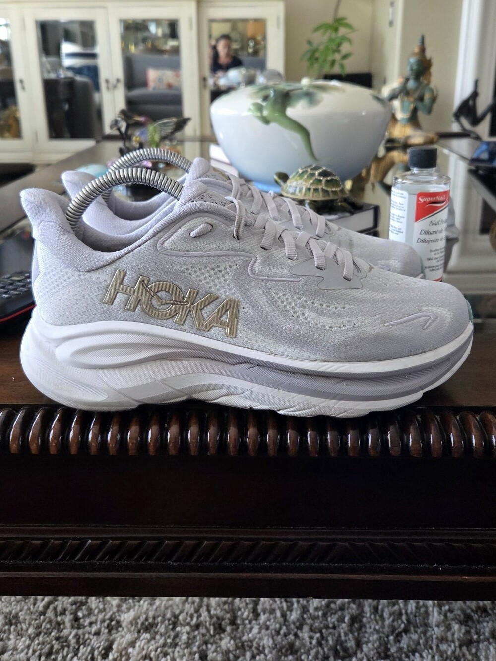 Hoka Clifton Women's White/Light Gray Running Shoes